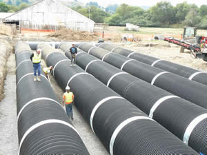 Water storage tank being installed at Gilardi Ranch